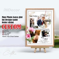 Custom Square Wall Clock with Name and Photo Wedding Gift/ Modern Design Photo Print Wedding/ ELEGAN