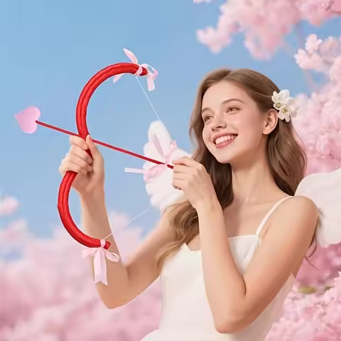 2set Cupid's Bow and Arrow Set for Valentine'S Day Cupid Costume Party Photo Props Weddings Decor Co