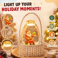 Christmas Snow Globe Night Light Crystal Ball Snowflake Effect Santa Water Globe Decor Gift Lamp