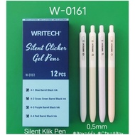 Writech Ballpoint Gel Ink Silent Clicker Gel Pens W-0161 Gel Ballpoint Pen/ Click Gel Pen 0.5mm Blac