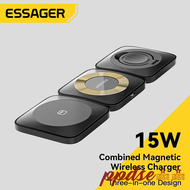 Essager 3 In 1เครื่องชาร์จแบตเตอรี่ไร้สายแม่เหล็กขาตั้งสำหรับ iPhone 14 13 12 Pro Max นาฬิกา Apple AirPods 15W สถานีแท่นชาร์จที่รวดเร็ว