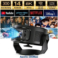 Apollo 300MAX Mini Projector Watching Movies Android Home Projector 14.0 360 Rotation Bluetooth Wifi