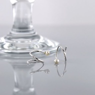 雙耳洞用 珍珠螺旋耳針(單只)(珍珠2.5-3mm)(螺旋直徑8mm)925純銀