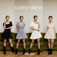 Swana.ss-Letiny dress XS-XL U-Neck Front Buttons Pleated