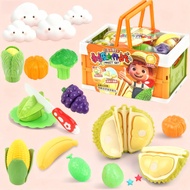 Fruit Peeling Toy - With Durian 6 Packs & Basket, Safe ABS Plastic, Fine Motor Skills Training