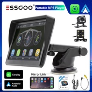ESSGOO 7" Portable Wireless Carplay MP5 Multimedia Player Android Auto Mirror Link Touch Screen Bluetooth FM GPS Navigation Car Radio