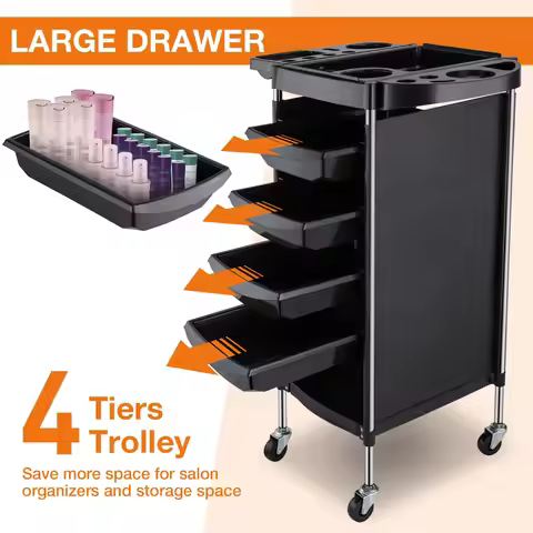 6-Layer Salon Cart Heavy-Duty Aluminum Alloy Beauty Trolley with Wheels for Hair Salon, SPA Barber S