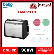 Beko TAM7211B 2 Slices Toaster with 7 Browning Level | Defrost Function | 900W