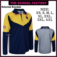 Tshirt Uniform Scout Microfiber Eyelet Pengakap New Design Lengan Panjang Kuning Sekolah Rendah Pengakap Kanak-kanak