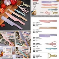 🍃🇰🇷韓​國🇰🇷EVERRICH馬卡龍色不鏽鋼廚‎房​刀具🔪6件套裝🍃