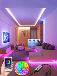 1入組 2m/6m/10m 60/180/300 LED 應用程式控制 RGB 燈條，適合房間裝飾和派對