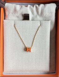 Hermes 橙金 黑金 Mini Pop H Necklace