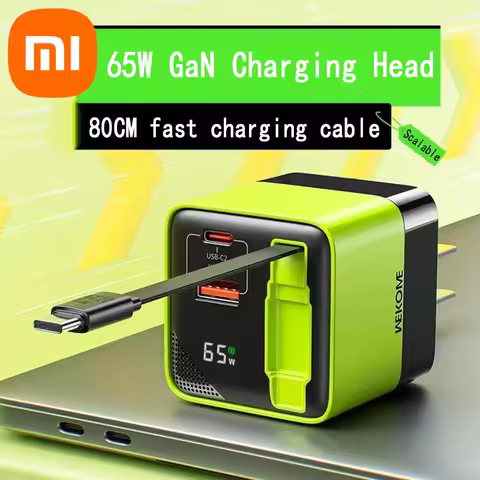 Xiaomi 65W GaN PD USB-C Charging Head Fast Charger With Built-in 80cm TypeC Cable Suitable for iPhon