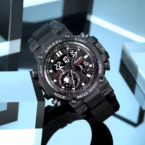 SMAEL 8093 Sport Watch Waterproof 5Bar Dual Time Men's Watches Shock Resistant Alarm Clock Men Wrist