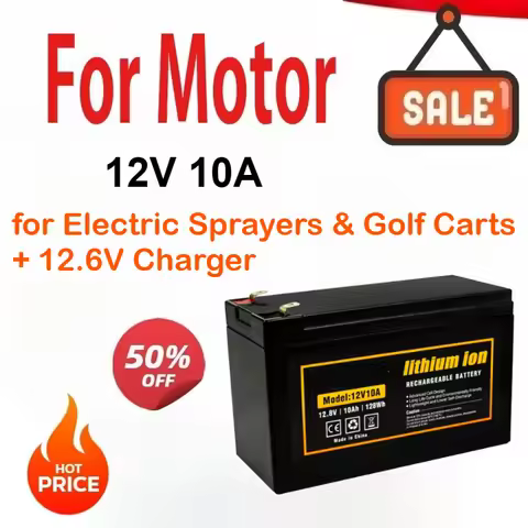 12V 10A 3S4P Rechargeable Battery with Case for Electric Sprayers & Golf Carts + 12.6V Charger