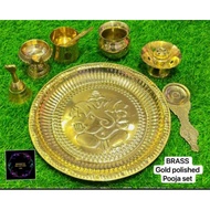 BRASS Gold Polished Pooja Set/Saamy medai