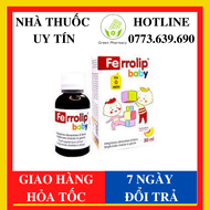 [CHÍNH HÃNG – GIÁ SỈ] Sắt Ferrolip Baby dạng siro vị đào thơm ngon lọ 30 mL - Ngăn ngừa thiếu máu ch
