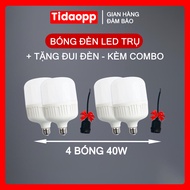 [Free Lamp Holder] Combo of 4 Super Bright 40W Bulbs - Energy Saving LED Bulb Set (White) No Flicker