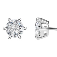 Laboratory Artificial Cultivation Diamond CVD/hpht S925 Silver Classic Six-Claw Diamond Earrings 0.2