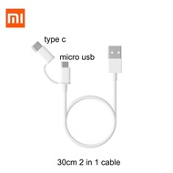 Original 2 in 1 Xiaomi Cable Micro USB Type C short Fast Quick Charging Cable for mi powerbank 9 8 se A3 redmi s2 6 7 cord