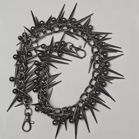 Punk Hip Hop Black Gun Plated Rivet Metal Biker Pants Chain Male Woman Fashion Rock And Roll Accesso