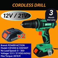 Cordless Drill Set 12V &amp; 21V Drill Battery Hand Impact Drill Bateri Hammer Drill Bits With Light +2 Lithium battery