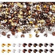 Pandahall 500pcs Mixed Style Iron Crimp Beads Covers Round Crimp Cover Clamp Tips Knot Cover Metal D