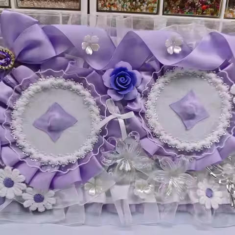 Original Purple Plush Finished Badge Holder Lace Ribbon Lolita Cosplay Insert Board Ita Bag Decorati