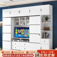 S/💖TV Cabinet Unit Wall Cabinet Small Apartment Bedroom TV Stand Wardrobe Integrated Multifunctional Background Wall Hig