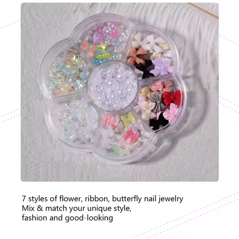 Mixed Styles Rhinestones Pearls, 3D Nail Art Decoration, Bear, Butterfly Beads, Studs for DIY Craft,