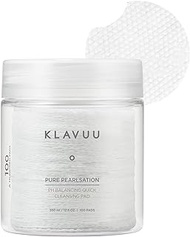KLAVUU Pure Pearlsation pH Balancing Quick Cleansing Pad 100ea - Powerful Makeup Mild Exfoliating Cleansing Pad without Skin Irritation, Intense Moisturizing