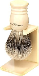 Edwin Jagger 9ej257sds Handmade Imitation Ivory Shaving Brush with Drip Stand, Ivory, Small