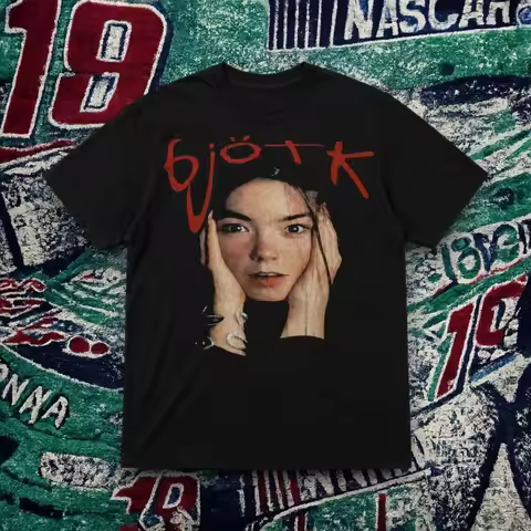 Plus Size Summer Women's Björk Portrait Graphic Print T-shirt Cotton Breathable Stylish Versatile St