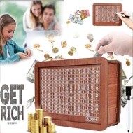 Wood Money Saving Bank Reusable Money Box with Saving Goals Cultivate Tabung Duit Saving Planner Mon