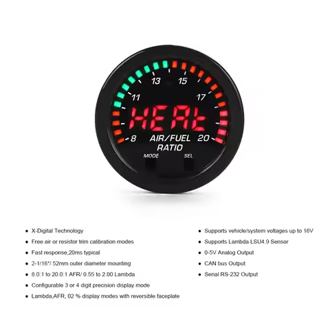 30-0300 X-Series Wideband O2 LSU 4.9 0258017025 Air Fuel Ratio Gauge Kit with Car Oxygen Sensor Car 