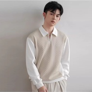 SYMBOL men's long-sleeved sweater ALPHA MAN brand Korean style zip-up polo neck autumn and winter