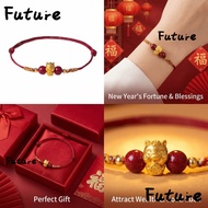 FUTURE Beaded Bracelet, 999 Sliver Adjustable Lucky Horse Bracelet, Trendy Gold Color Horse Auspicio