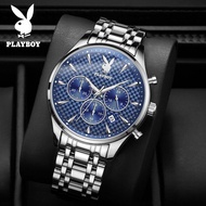 PLAYBOY jam tangan lelaki viral 2023  original 手表男 g shock waterproof quartz stainless steel  branded Men's business casual with box