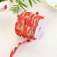 Burlap Leaf Ribbon, 66 feet in Total, 5mm Natural Jute Thread Ribbon with Artificial Leaves, Used fo