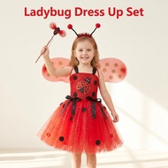 Halloween Ladybug Red Gauze Princess Dress Children Dress Cartoon Beetle cos Playing Suit uuu6.7