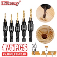 5X HSS Drill Bit Countersink Wood Drill Bit Set Cordless Step Drill Bits for Metal Woodworking 5 6 8 10 12