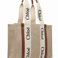 Chloe woody medium tote bag white brown