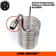 12.7mm Compression Fitting to 1/2inch BSP หัวต่อ ข้อต่อ Wort Chiller ของเครื่อง Brewzilla Kegland KL