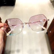 Anti-Blue Radiation Glasses Women Can Be Equipped with Degree Myopia Glasses Frameless Polygonal Bea