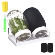 32Oz Sprouting Jar Kit 2 Wide Mouth Mason Jars with Stainless Steel Screen Lids Blackout Sleeves Sta