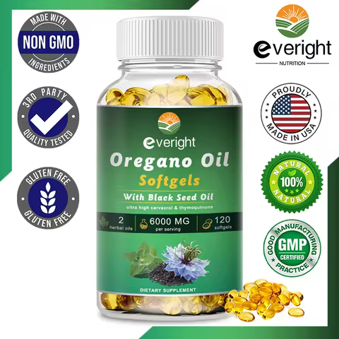 Organic Oregano Oil Capsules with Black Seed Oil for Antioxidant, Digestive, Balances Intestinal Flo