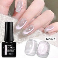MEET ACROSS 7ml Cat'S Eye UV LED Gel Nail Polish Jelly Nude Magnetic Nail Gel Polish