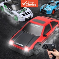 4WD RC Drift Car 1:24 Scale, Interchangeable Tires for Race Drift, LED Lights, 6 Cones & 2.4G Remote