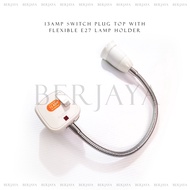 13AMP Premium Switch Plug Top with Flexible E27 Lamp Holder + Free LED 35000h life time bulb