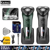 Kemei เครื่องโกนหนวดไฟฟ้าแบบหมุนแห้งพร้อมจอแสดงผล LCD,เครื่องแห้งเปียกไฟฟ้าชาร์จมีดโกนสำหรับผู้ชายไฟฟ้า KM-2805